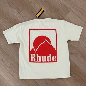 Rhude Beige Moonlight Tee with Bold Red Graphic